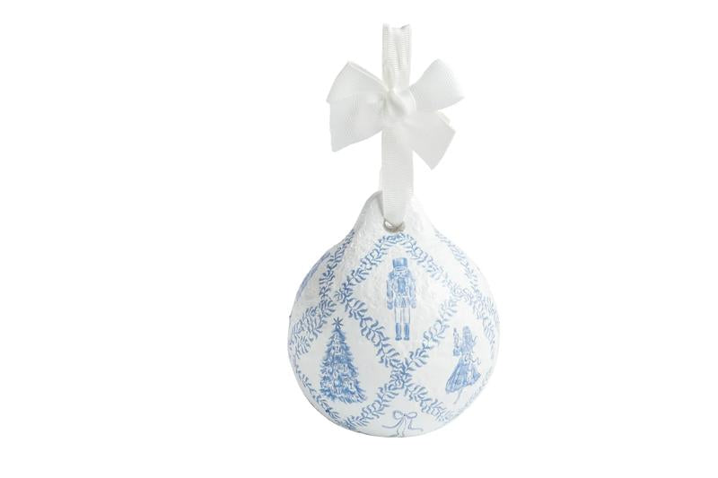 Blue Lattice Nutcracker Paper Mache Ornament