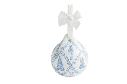 Blue Lattice Nutcracker Paper Mache Ornament