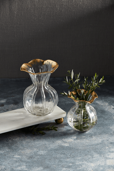 Large Gold Edge Ruffle Vase