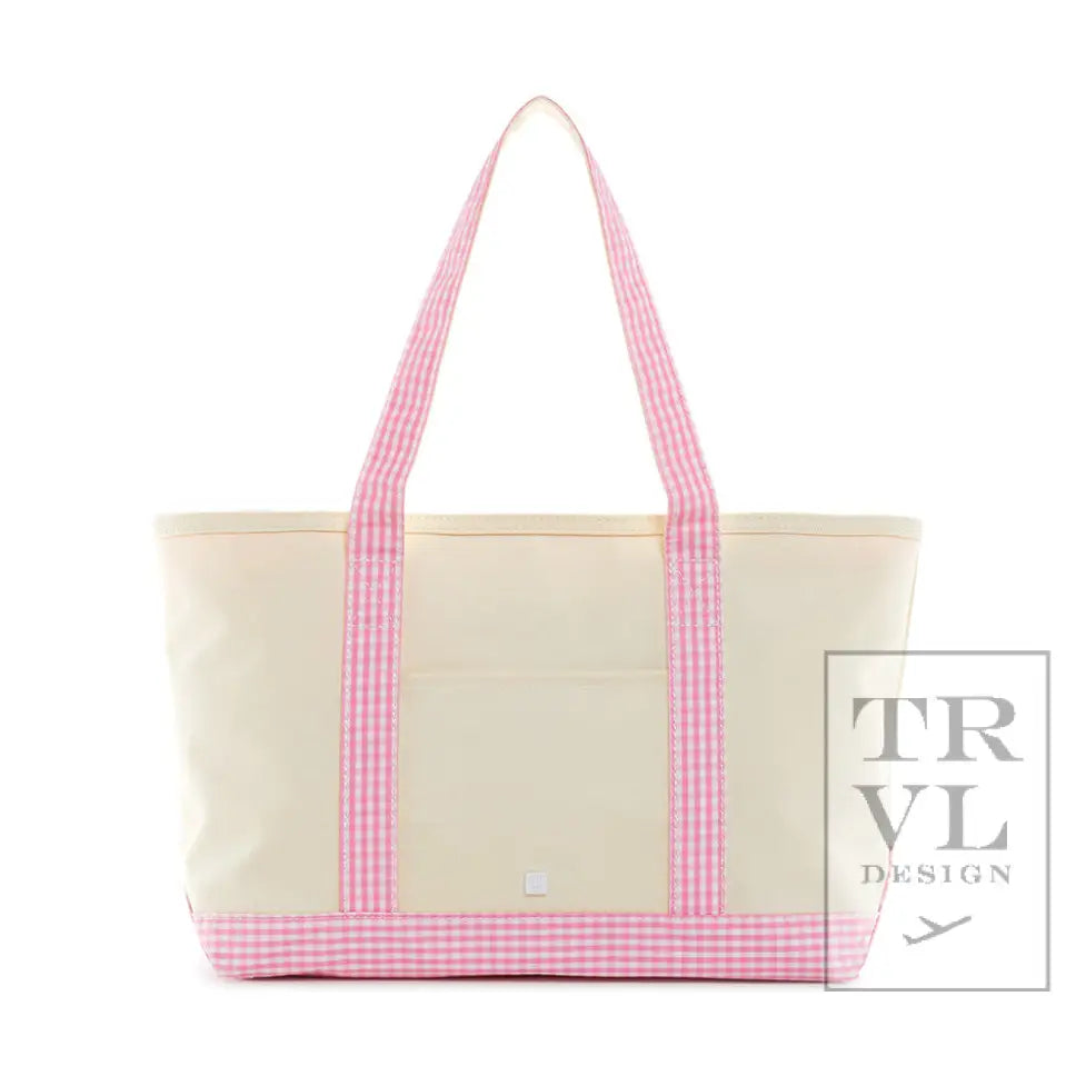 Medium Tote - Coated Canvas Gingham Pink Trim