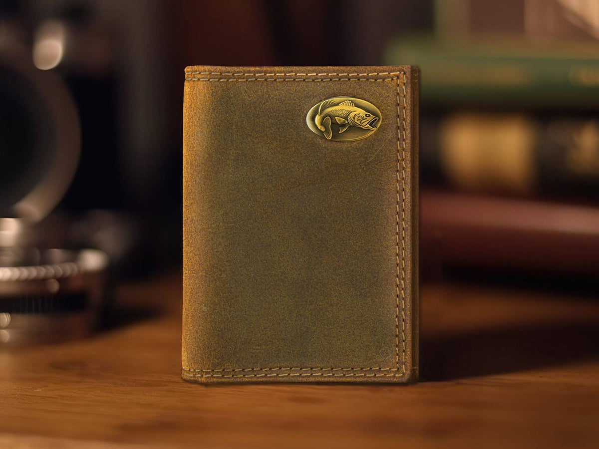 Vintage Leather Trifold Wallet - Bass