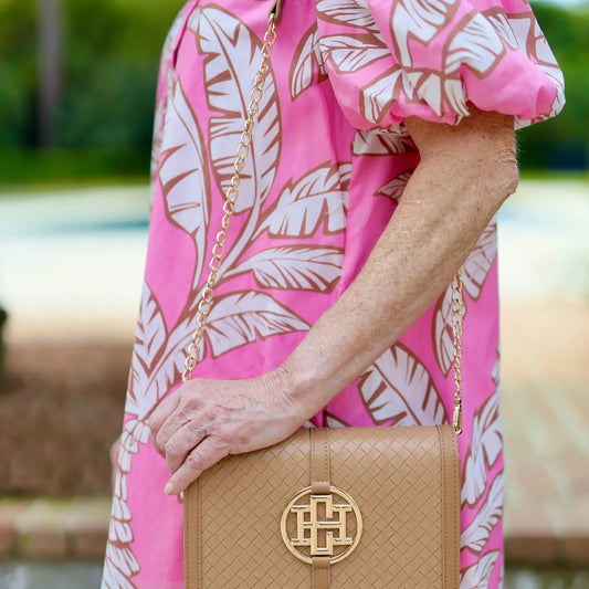Cecilia Circle Logo Handbag - Woven Tan