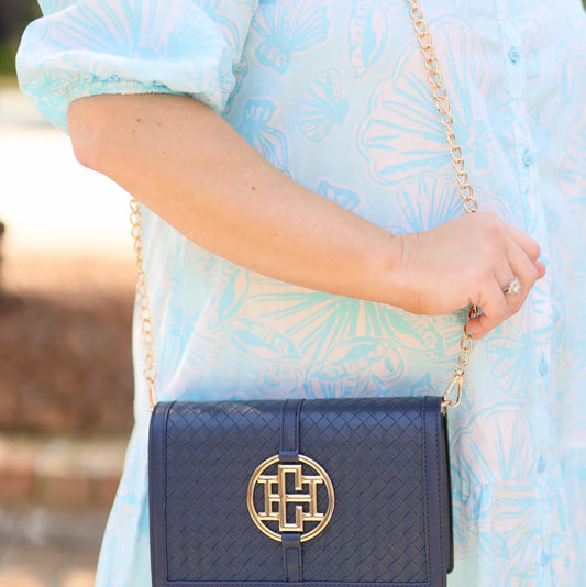 Cecilia Circle Logo Handbag - Woven Navy