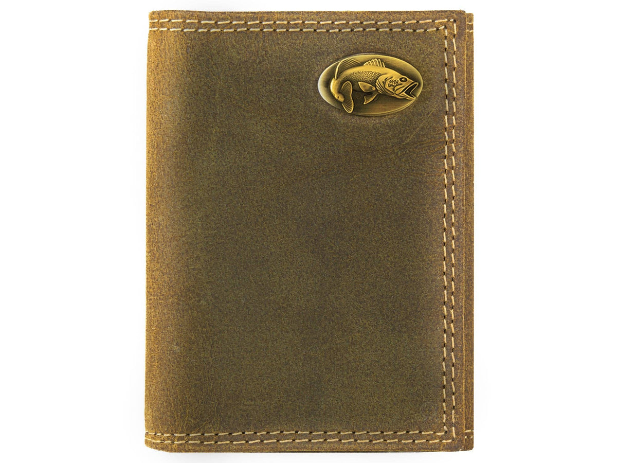 Vintage Leather Trifold Wallet - Bass