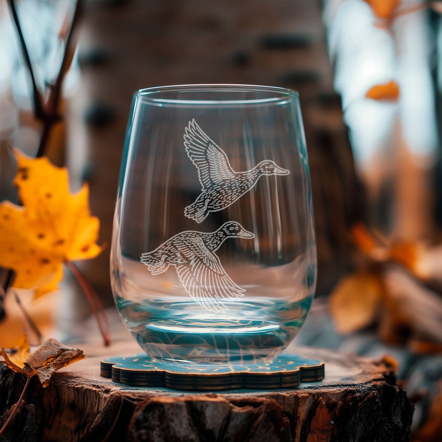 Engraved Glass - Ducks