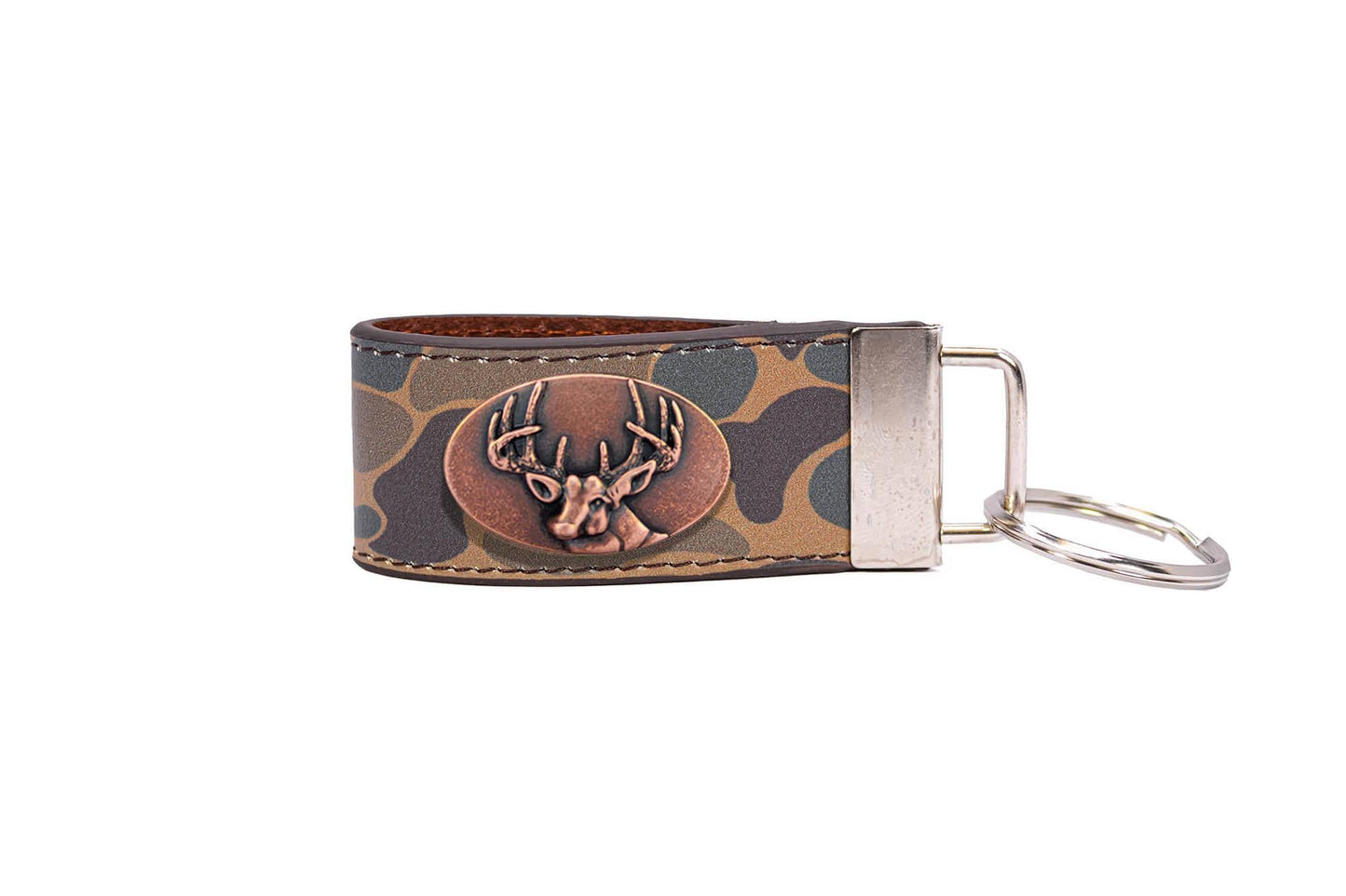 Leather Keychain - Old School Camo / Buck
