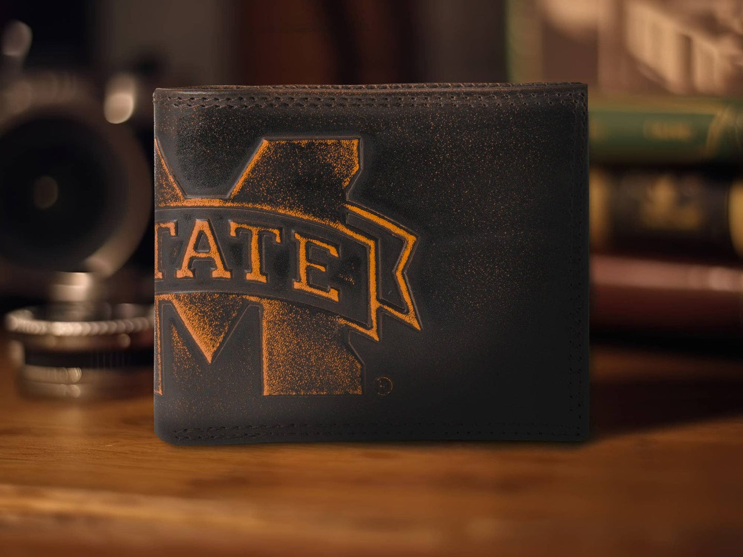 Burnished Leather Bifold Wallet - MSU