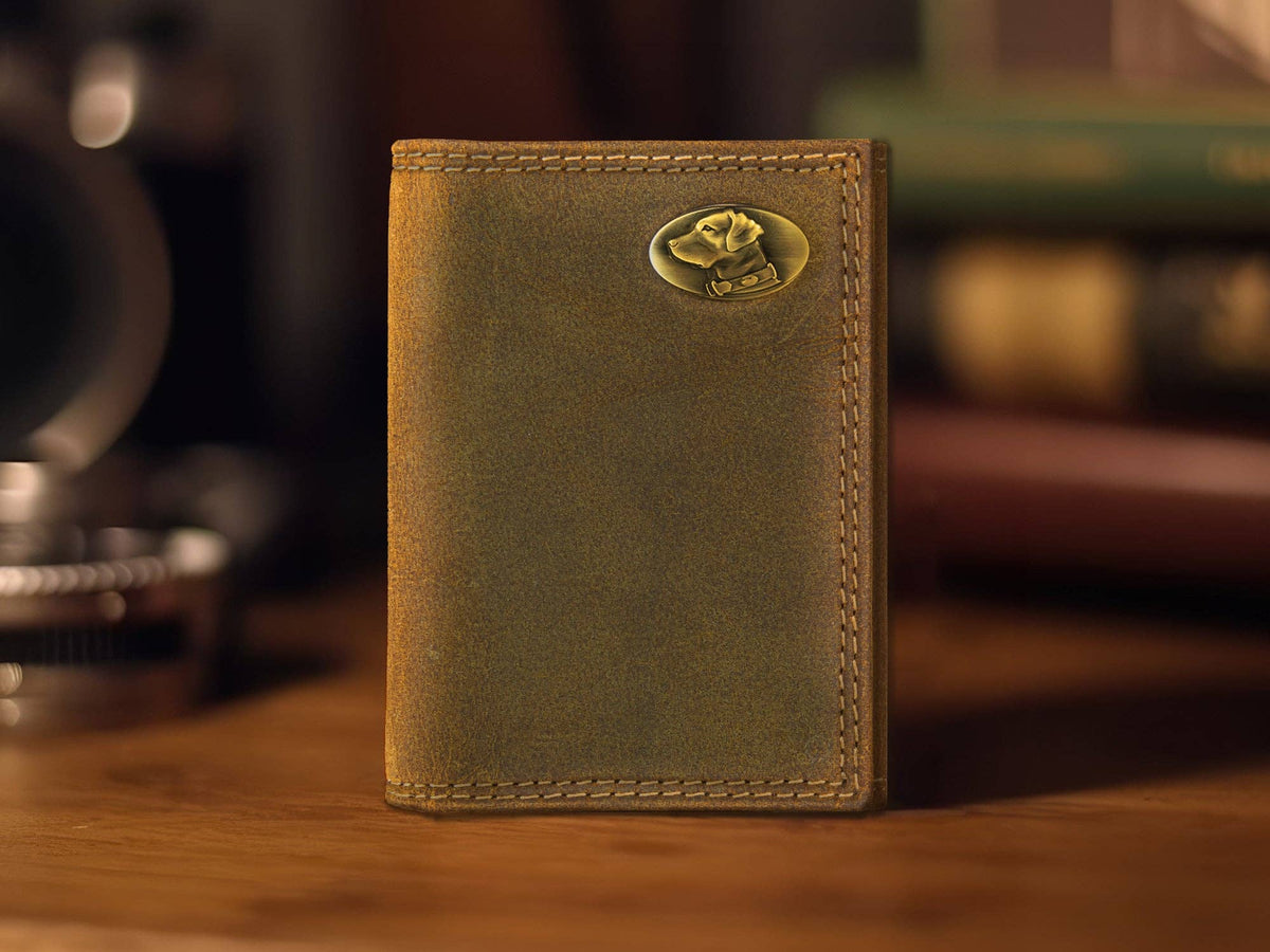 Vintage Leather Trifold Wallet - Lab
