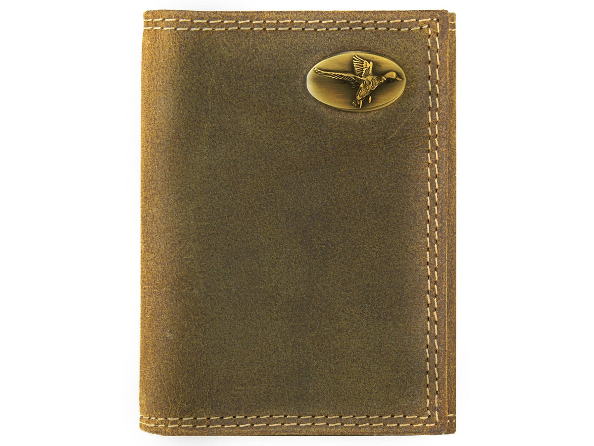 Vintage Leather Trifold Wallet - Mallard