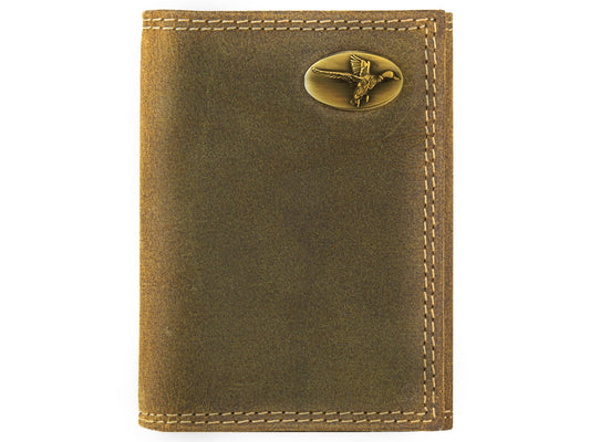 Vintage Leather Trifold Wallet - Mallard