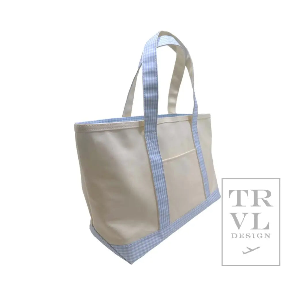 Medium Tote - Coated Canvas Gingham Mist Trim