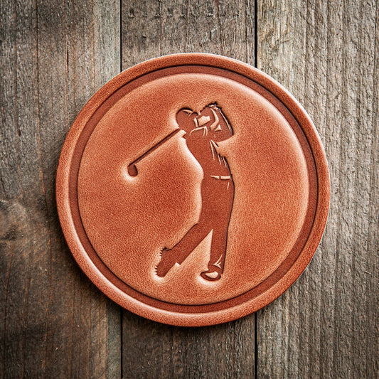Leather Coaster - Golfer