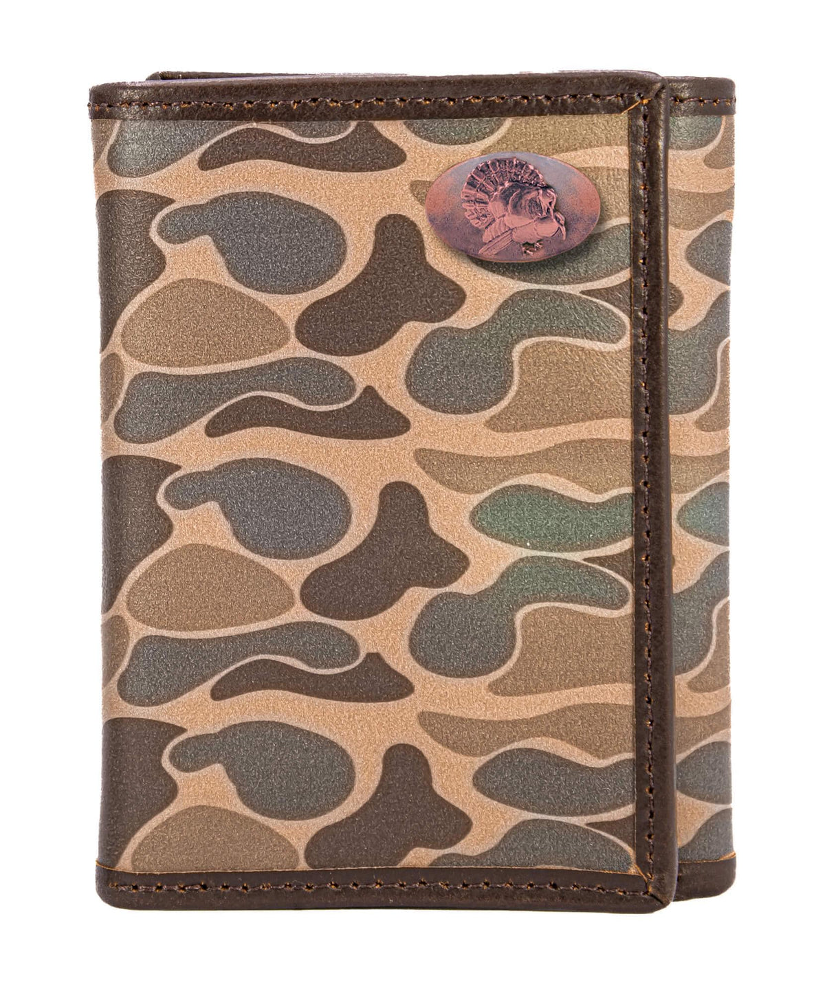 Leather Trifold Wallet - Camo Turkey