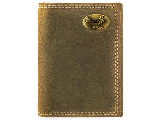 Vintage Leather Trifold Wallet - Buck