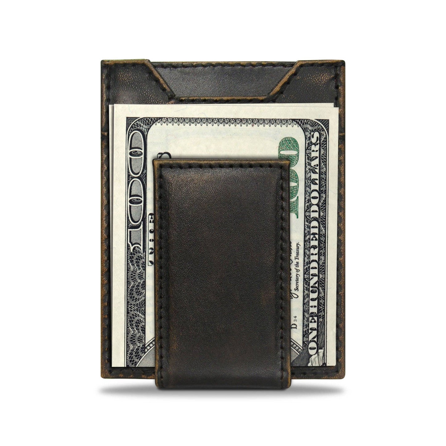 Burnished Leather Front Pocket Wallet - MSU