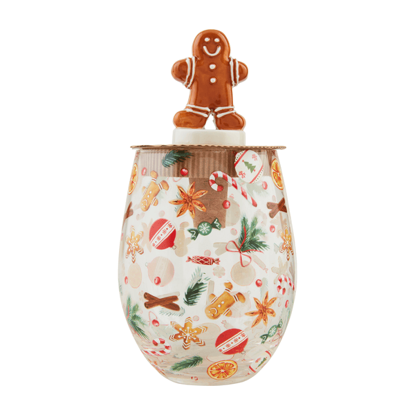Gingerbread Wine Glass & Stopper Set