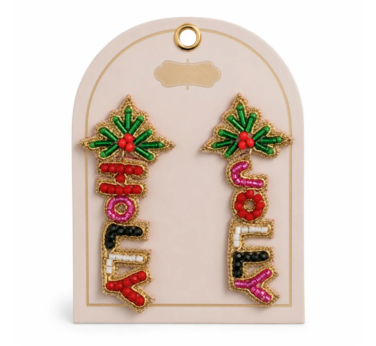 Holiday Beaded Earrings - Holly Jolly